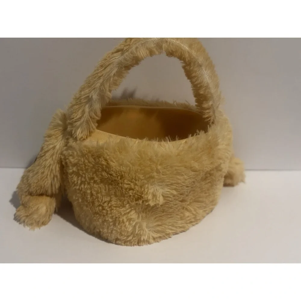 NEW Easter Basket Plush Bunny  Celebrate Rabbit Soft Handle Tan Khaki‎